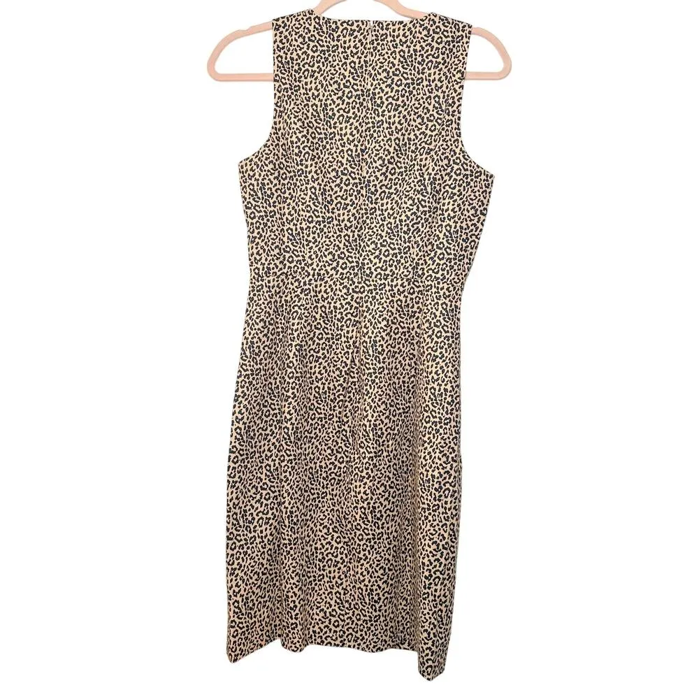 J.Crew Factory Leopard Print Cocktail Dress Business Casual Sleeveless Dress Size 2 - Image 2
