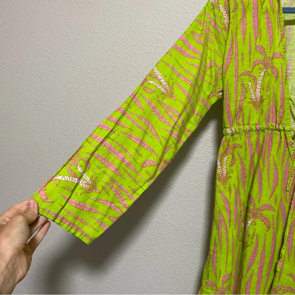 Malabar Bay Green and Pink Botanical Swim Coverup Dress Size M - Image 4