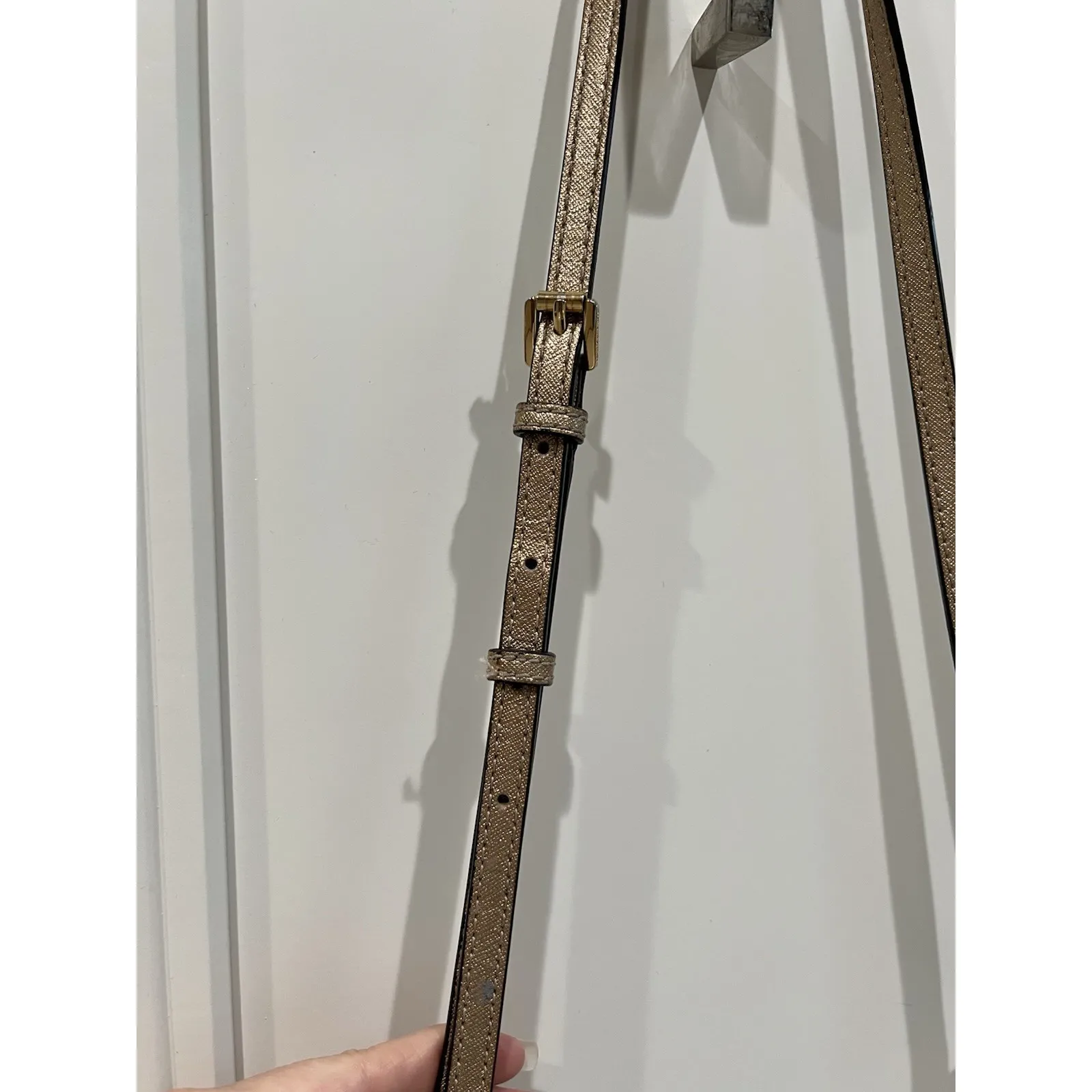 Michael Kors Saffiano Leather Jet Set Camera Crossbody Bag Gold Adj Strap READ‎ - Image 4