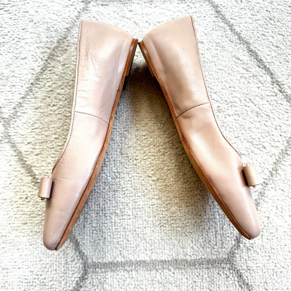 Kate Spade New York Bowdie Bow Accent Nude Leather Ballet Flats Sz 7B Pink - Image 8