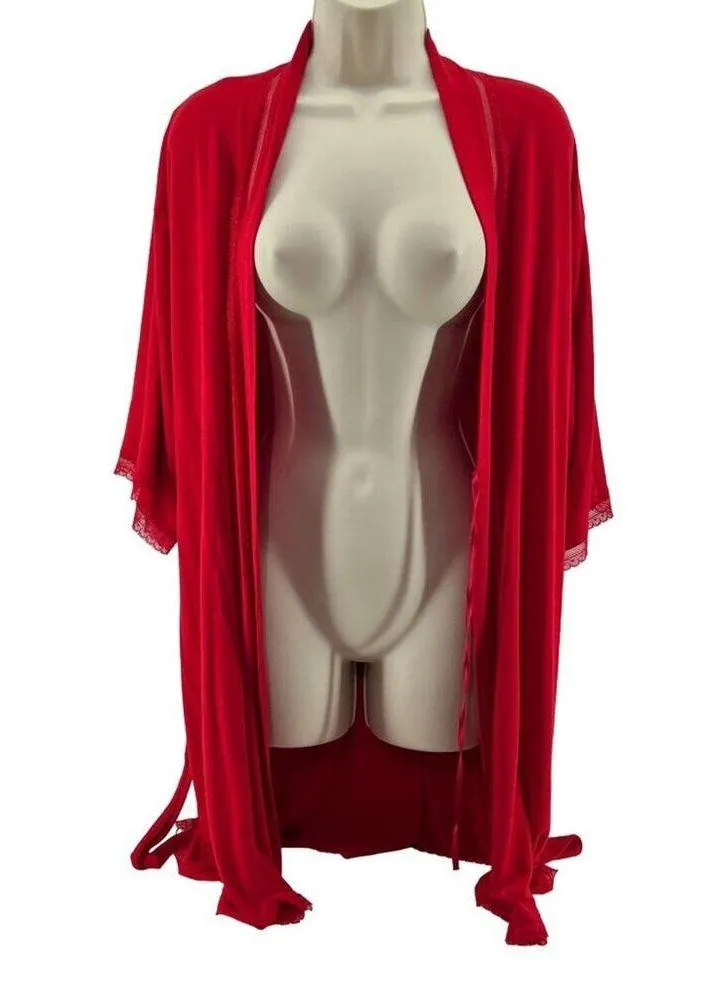 Victoria's Secret Red Hot Robe Lace Accents Womens XS/S - Image 3