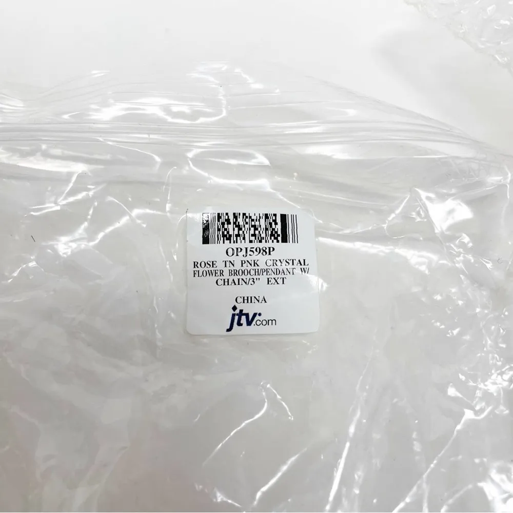 JTV Rose Pink Crystal Flower Brooch Pendant Chain Necklace - Image 7