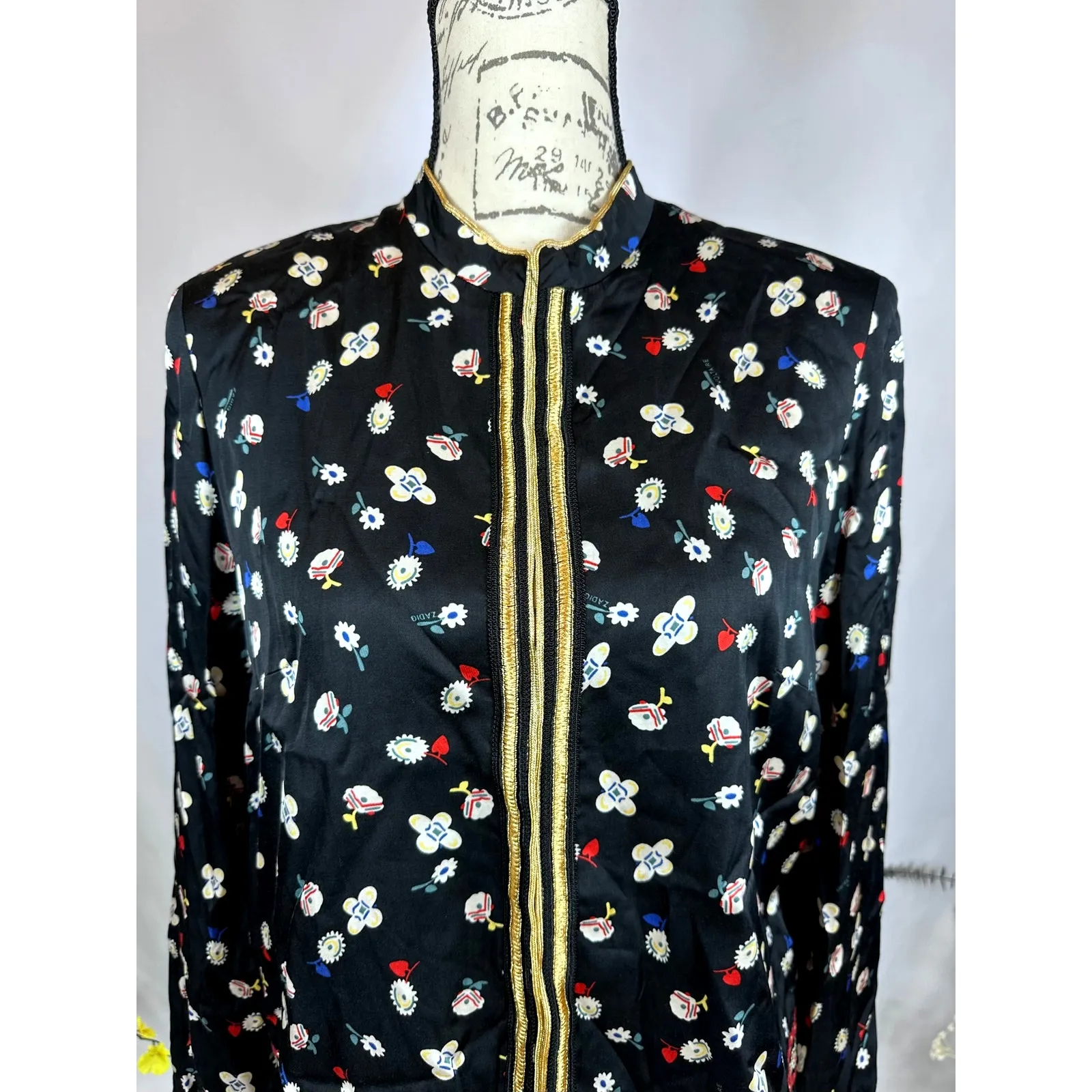 Zadig & Voltaire Vendrix Floral-Print Open-Front Jacket 38 (M) Black Multi - Image 8