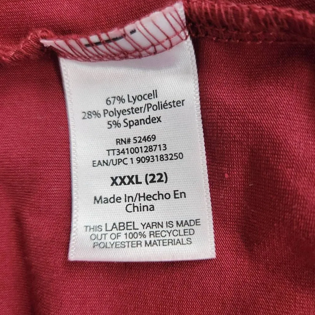 Time and Tru Oxblood Top Size XXXL Plus Size Burgundy Blouse with Ruching - Image 8