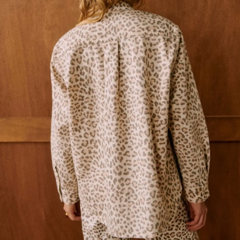 Sézane Max Long Sleeve Button Down Oversized Shirt | Sz 34 (US 2) | Pale Leopard - Image 7