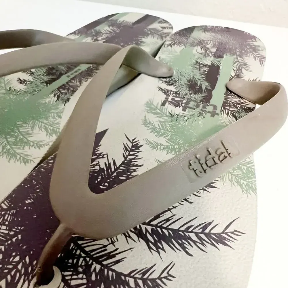 TIDAL Tropical Print Classic‎ Flip Flops Gray Size 9 - Image 3
