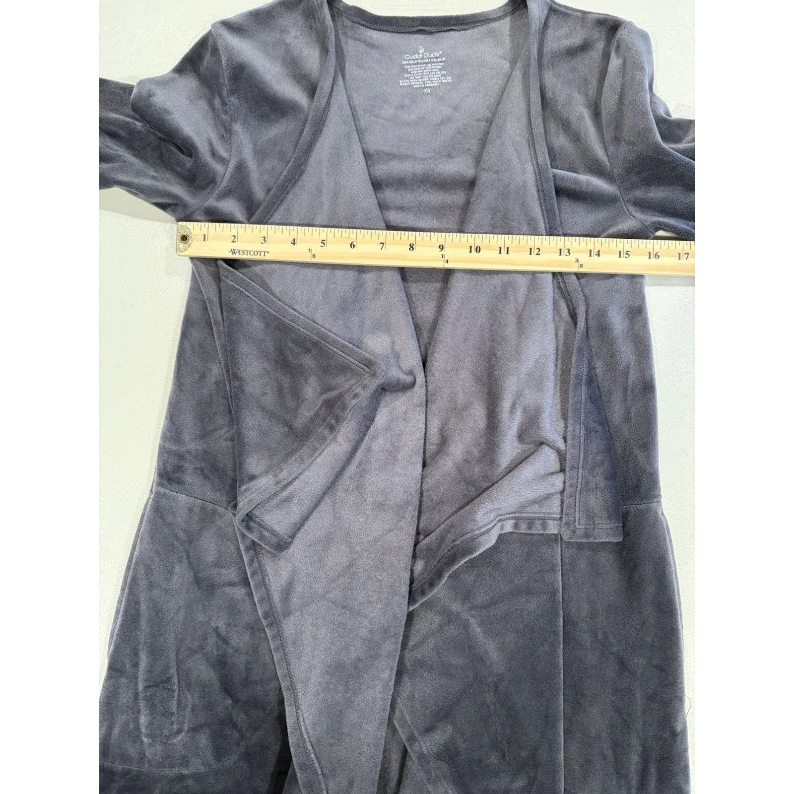 Cuddle Duds Cardigan Women XS Double Plush Velour Open Front Travel Cozy Stretch - Image 5