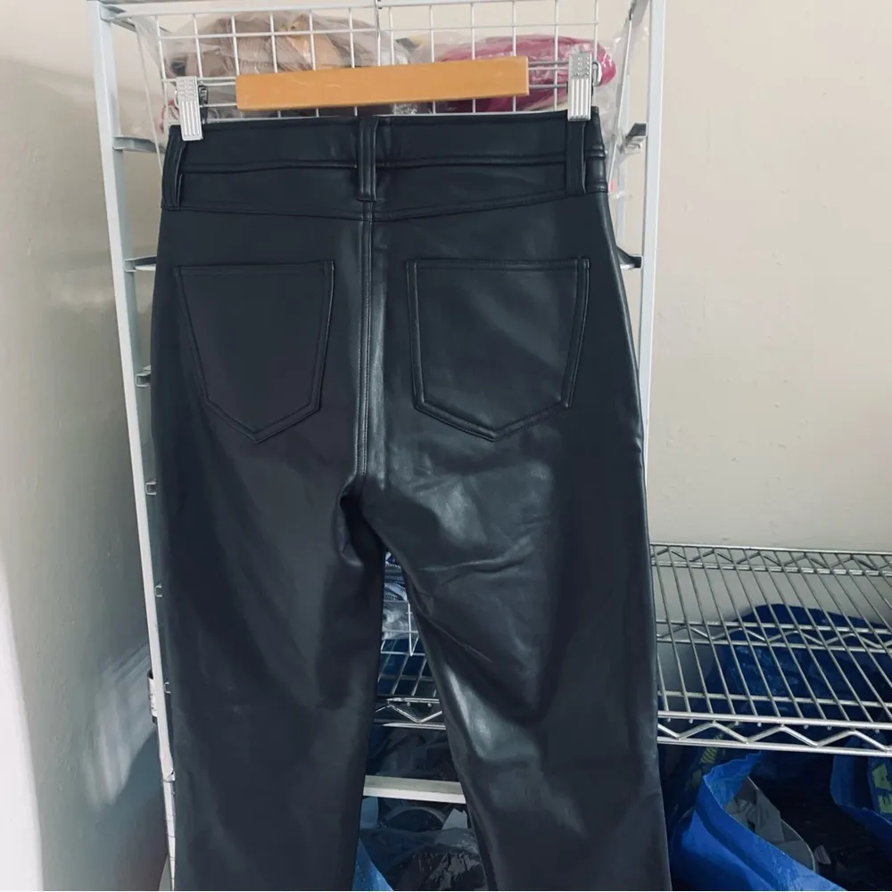 Calvin Clein High Rise Slouchy Straight Faux Lether Jean - Image 7