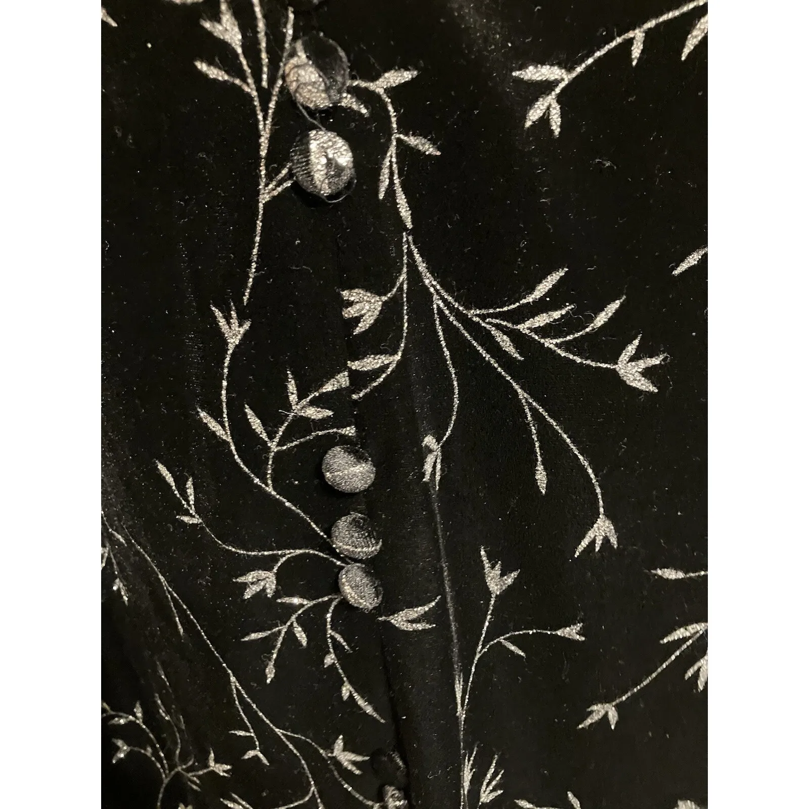 JBS Blouse VTG 1980s Black‎ Velvet Sparkle V - Image 2