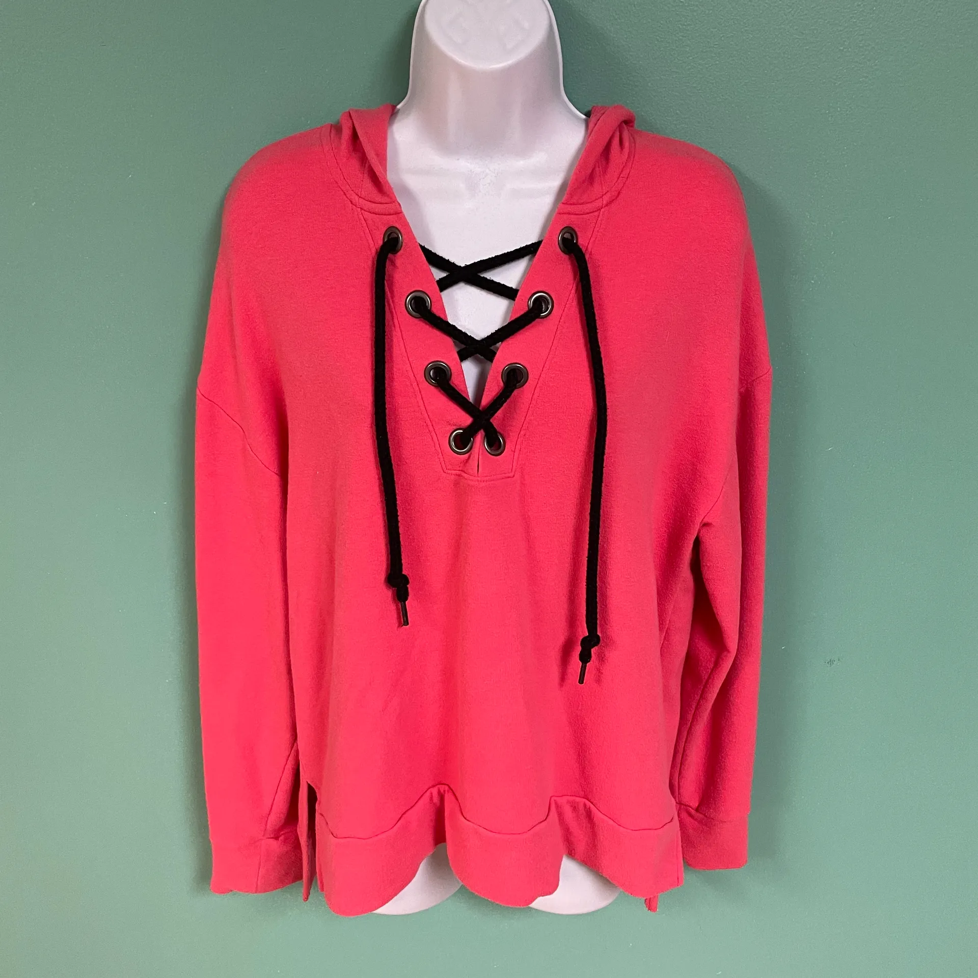 PINK - Victoria's Secret  Coral Lace Up Hoodie - Image 2
