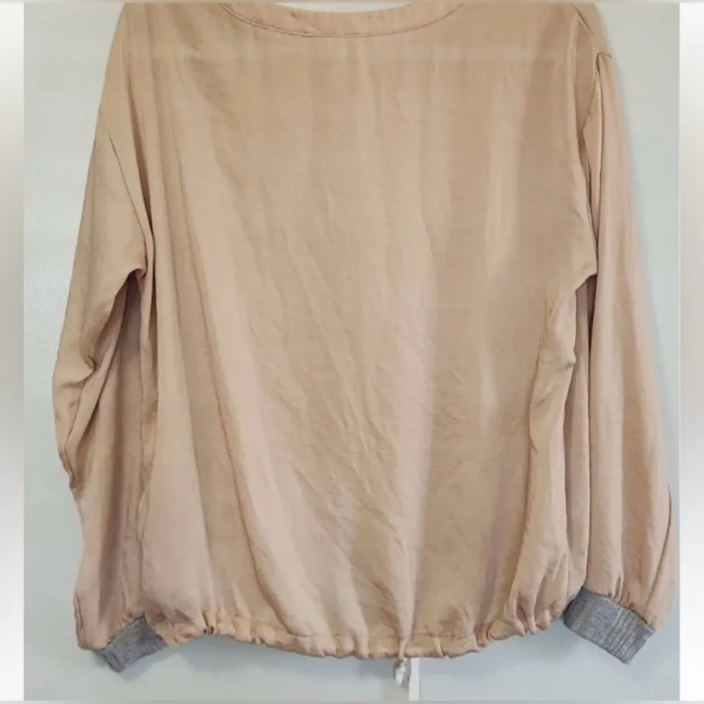 MELLO DAY Light Long Sleeve Neutral Metallic Gold Shirt. Unique Cute Top. M EUC - Image 6
