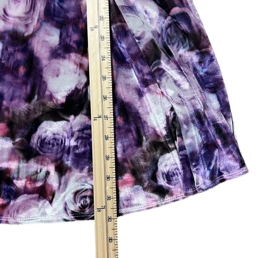 Nanette Lepore Y2K Floral Velvet Dress Sz M Purple Romantic Bloomcore Fairycore - Image 6