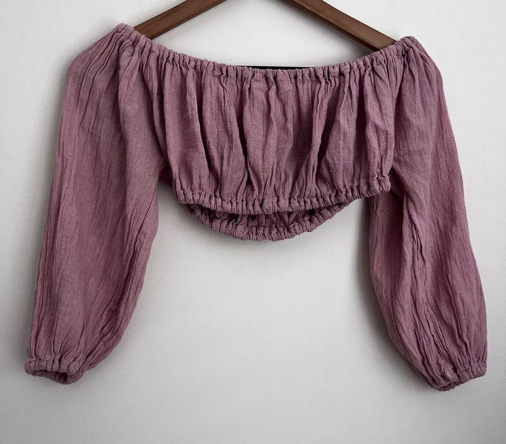 Savannah Morrow the Label mauve crop top long sleeve gauze XS S - Image 3