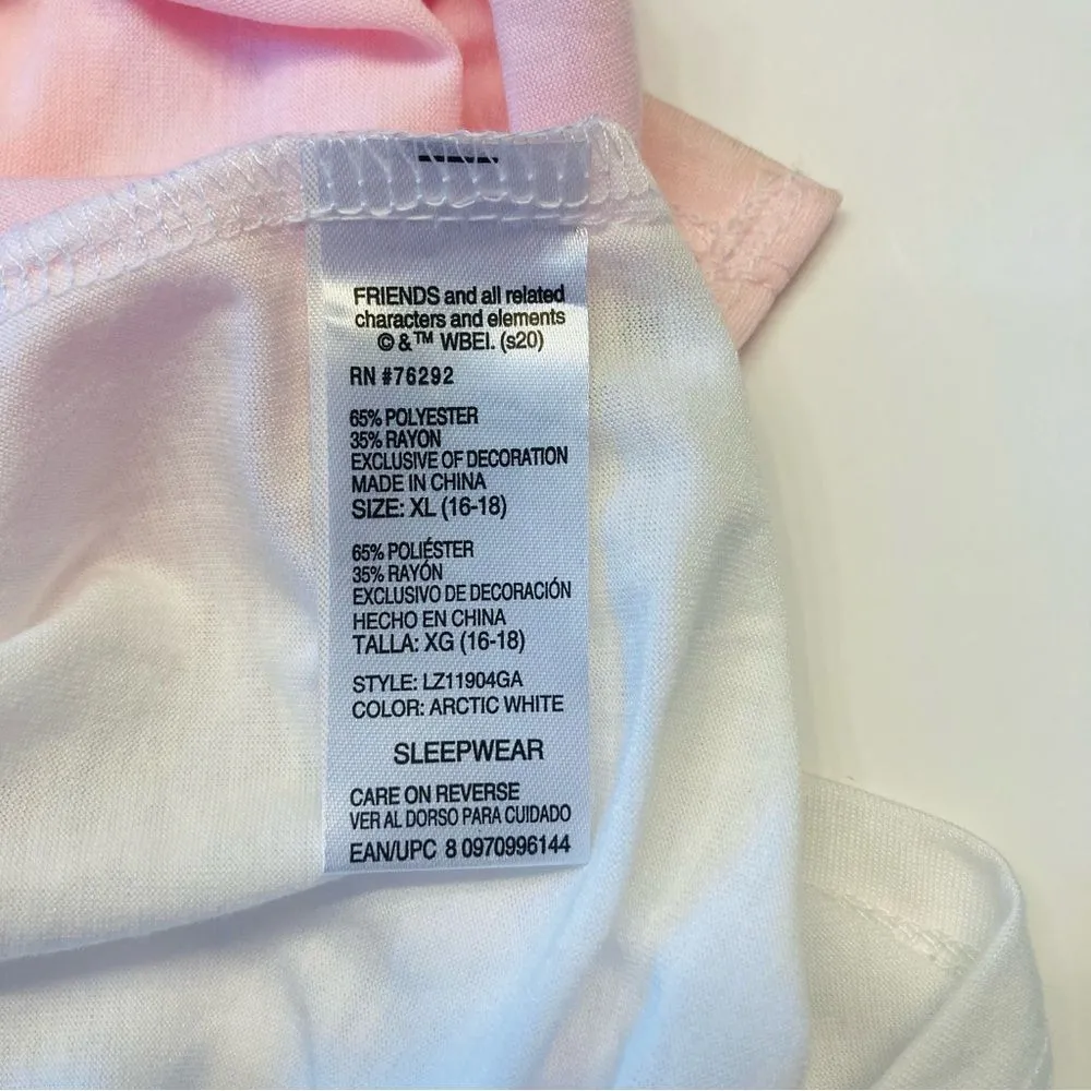 Friends TV Show Short Sleeve Sleepshirt Graphic Cast Print XL Oversized White‎ White - Image 6