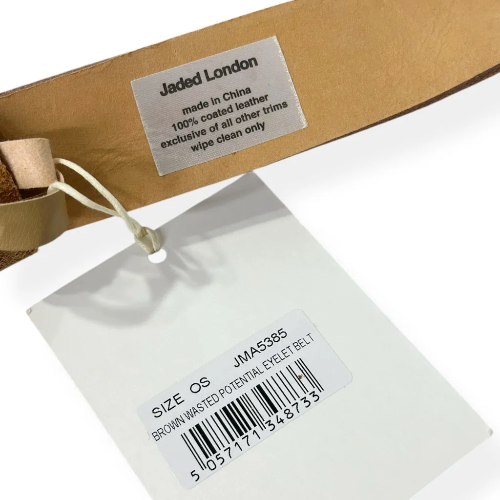 JADED LONDON Wasted Potential Club Leather Belt, Brown, OS - Image 7