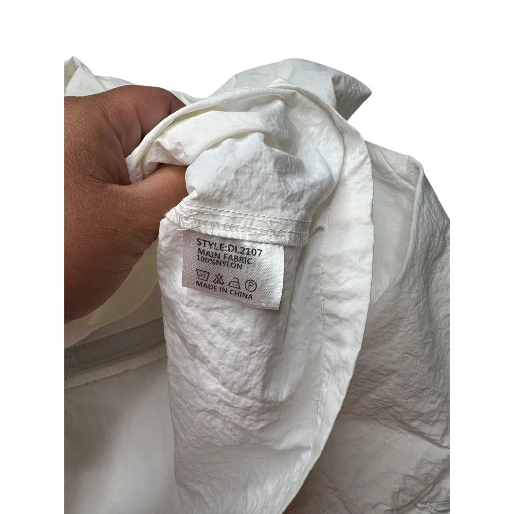 BY.DYLN Tanya Shirt White Cropped XS Full Zip Pockets - Image 4