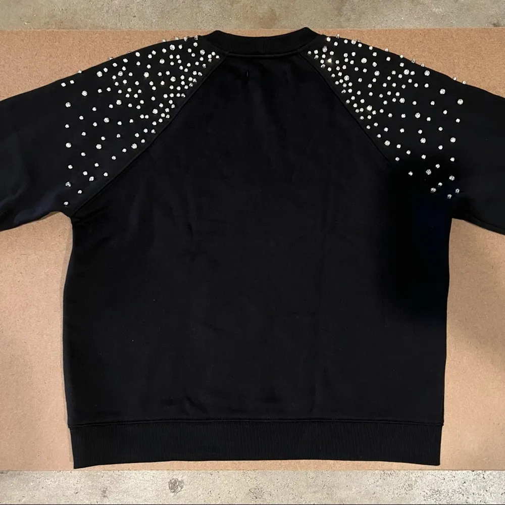 Ba&sh Cheek Noir Rhinestone Crewneck Sweatshirt, Black, Size M - Image 10