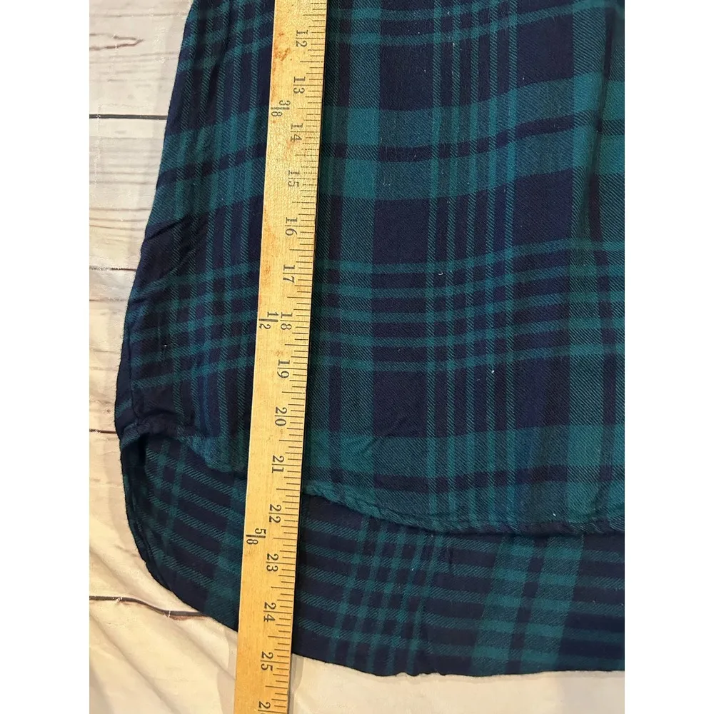 YMI Blue Green Plaid Button Up Winter Holiday Women Small - Image 7
