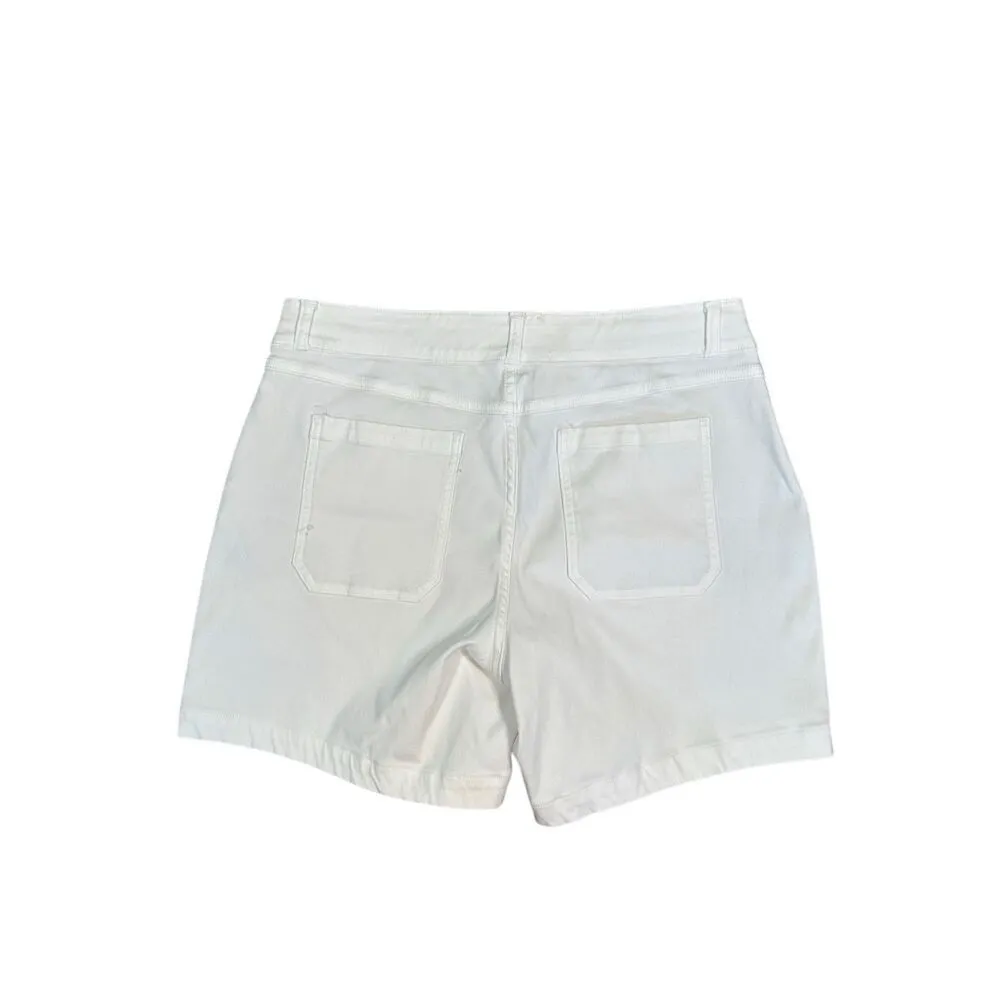 spanx women’s size large Stretch Twill Shorts, 6" pure white pull on slimming - Image 3