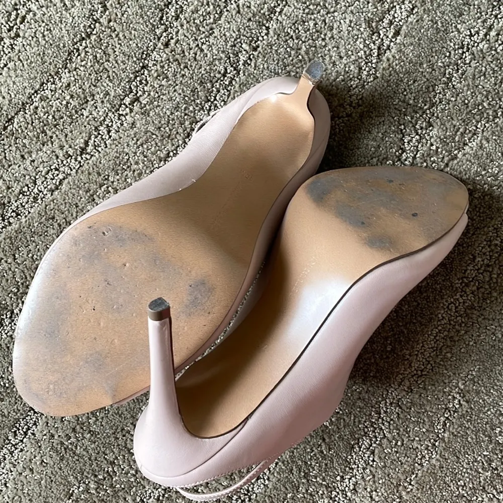 Banana Republic Jolyn hello sole mate blush pink leather mule peep toe heels - Image 8