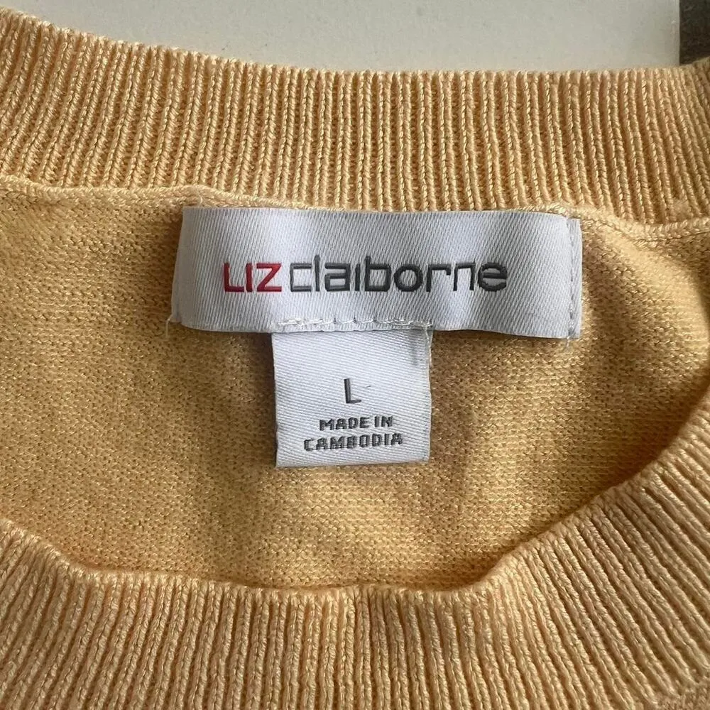 Vintage Liz Claiborne Pastel Yellow Puff Sleeve Sweater Size Large Coquette - Image 4