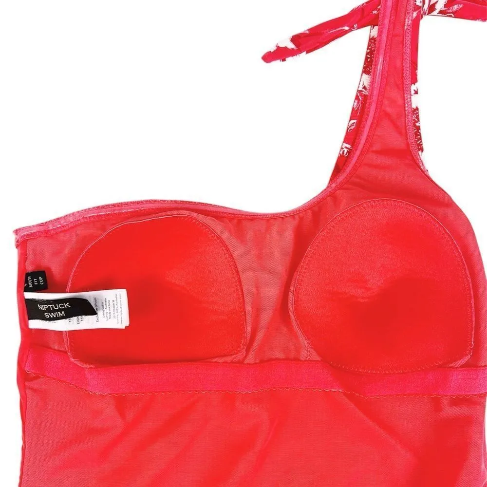 Nip Tuck Swimwear Vinyasa Red Floral One Shoulder One Piece Swimsuit Size US 8 - Image 5