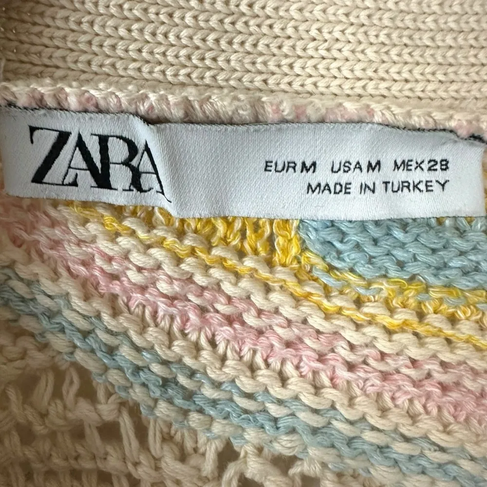 Zara Pointelle Neutral Pastel Cardigan Sweater Size Medium Blogger Favorite - Image 8