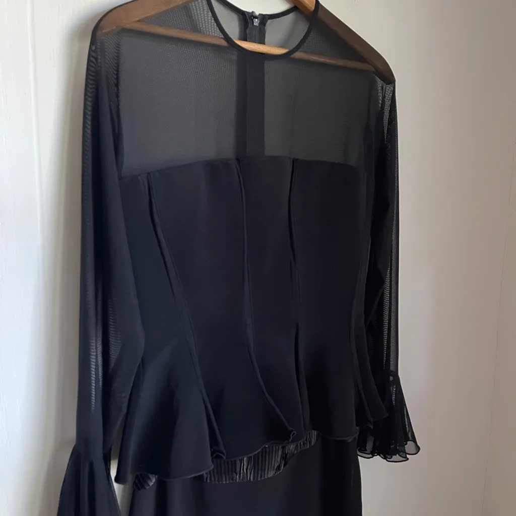 Joseph Ribkoff Vintage Bustier Top Dress Mesh 2-Piece Full Length Skirt Goth 90s - Image 2