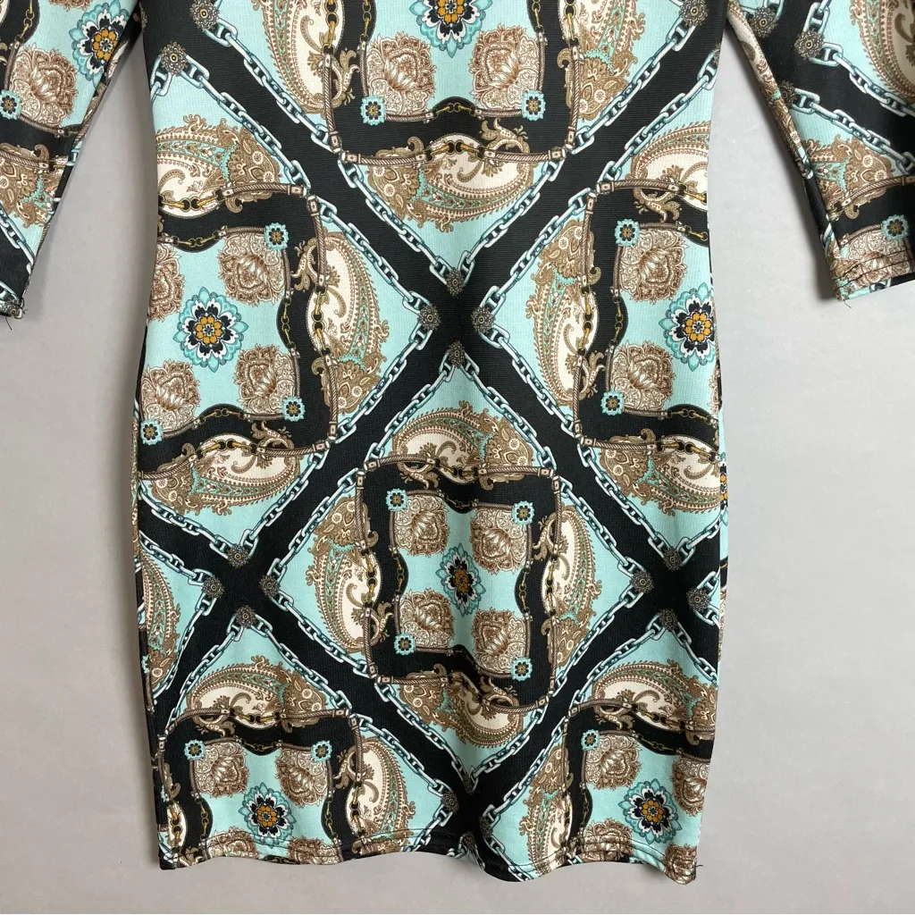 Blonde +‎ Blonde Sheath Dress Blue 3/4 Length Sleeves Mini Going Out Date Night - Image 4