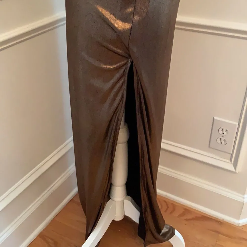 NBD Dancing Queen Maxi Dress In Shimmer Copper XS - Image 6