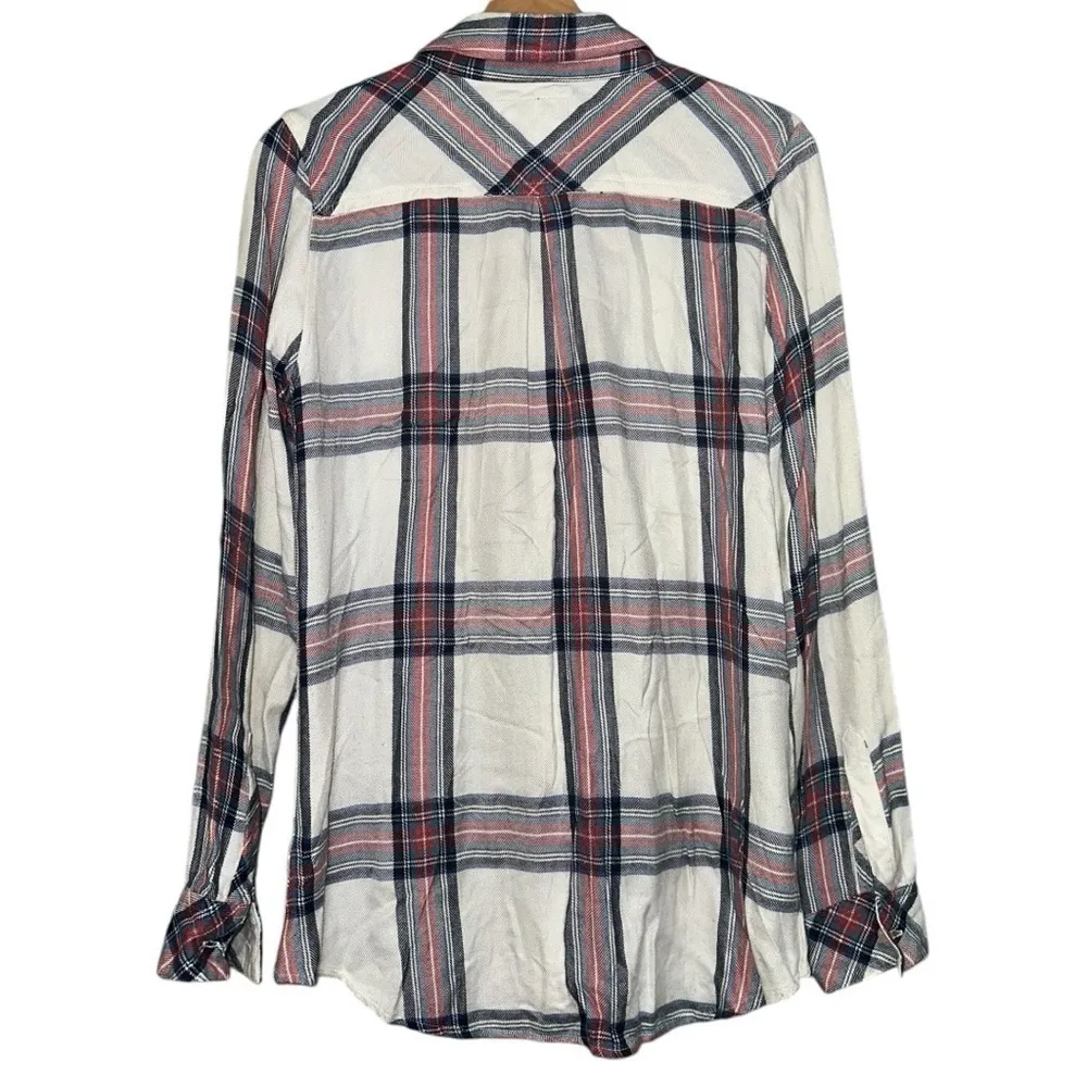 Rails Women’s S White Navy Red Plaid Brushed Flannel Hunter Button Down Shirt - Image 3