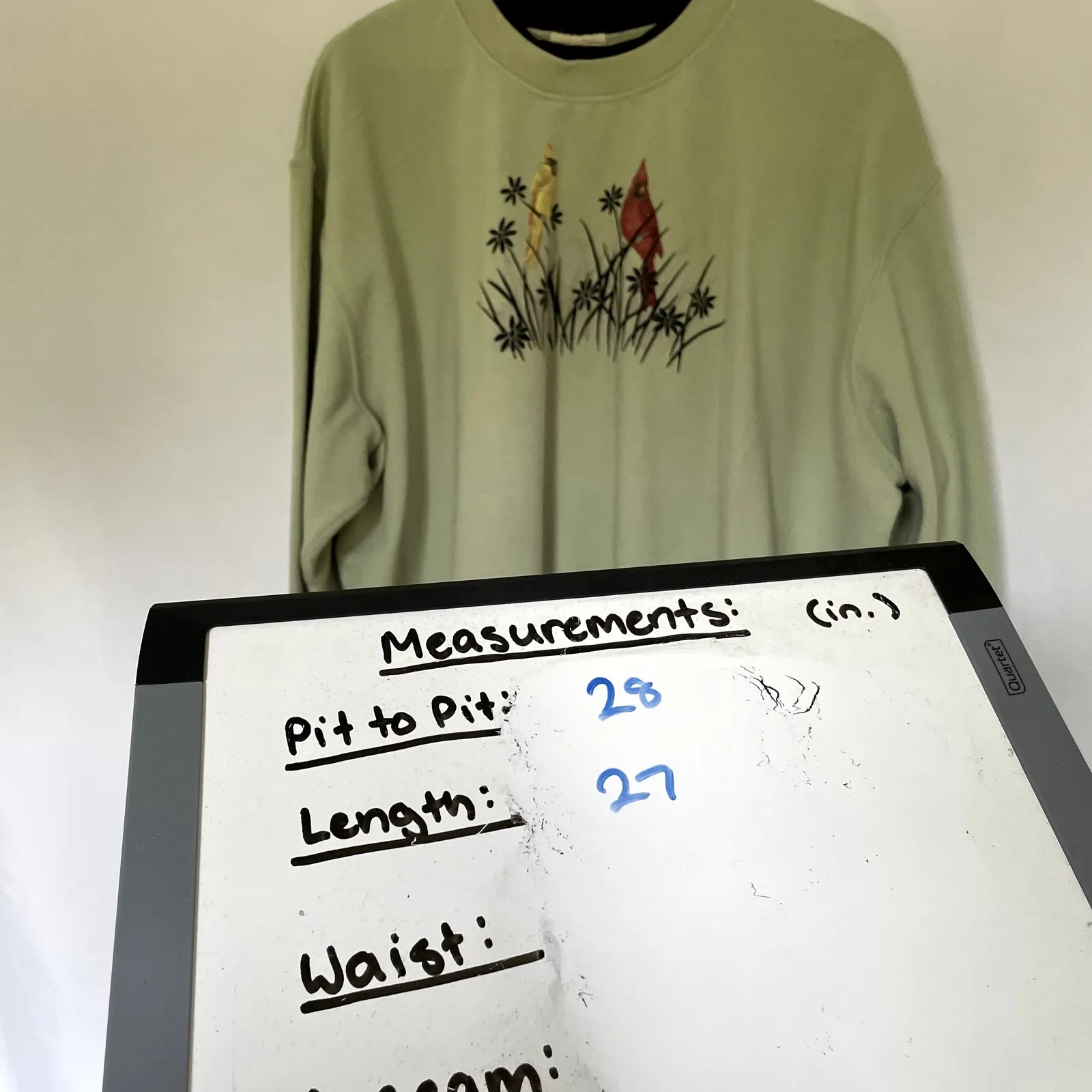 Topstitch by morning sun women's size XL vintage green bird sweater crewneck - Image 6