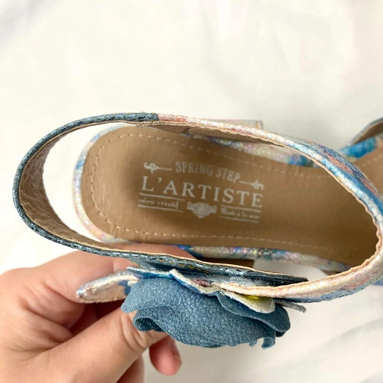 NWOB Blue Gemstone Open Toe Flower L'Artiste Everley Sandal High Heel US 8.5 - Image 5