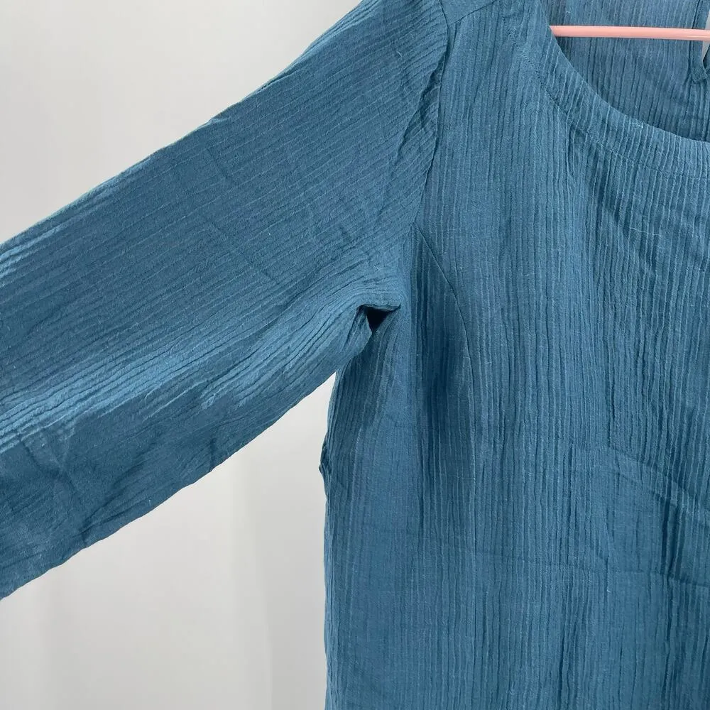 Soft Surroundings Tunic Top Size Large NWOT Oceo Gauze Mallard Blue 3/4 Sleeve - Image 11
