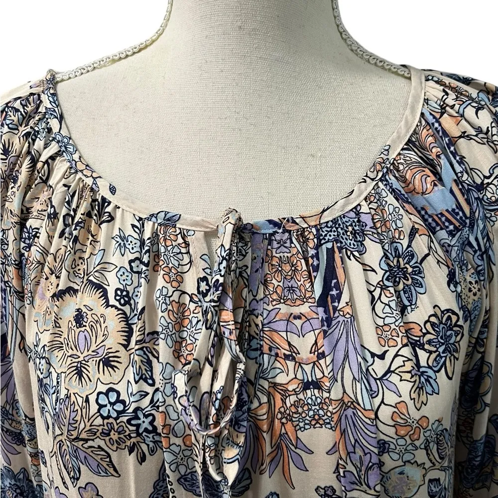 NWT Hayden LA Mixed Floral Bohemian Tiered Ruffle Bell Sleeves Oversized Dress S - Image 3