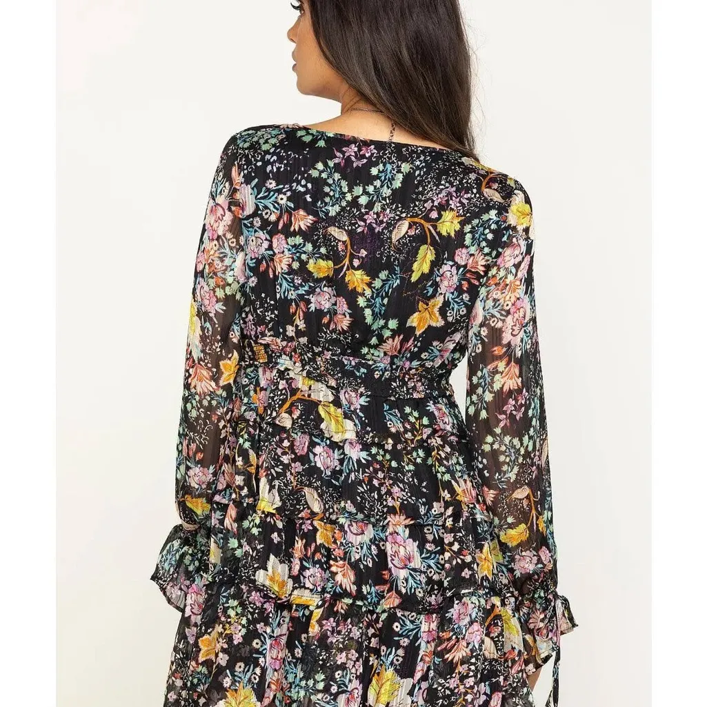 Closer to the Heart Black Floral Print Ruffled Tiered Mini Dress - Image 12