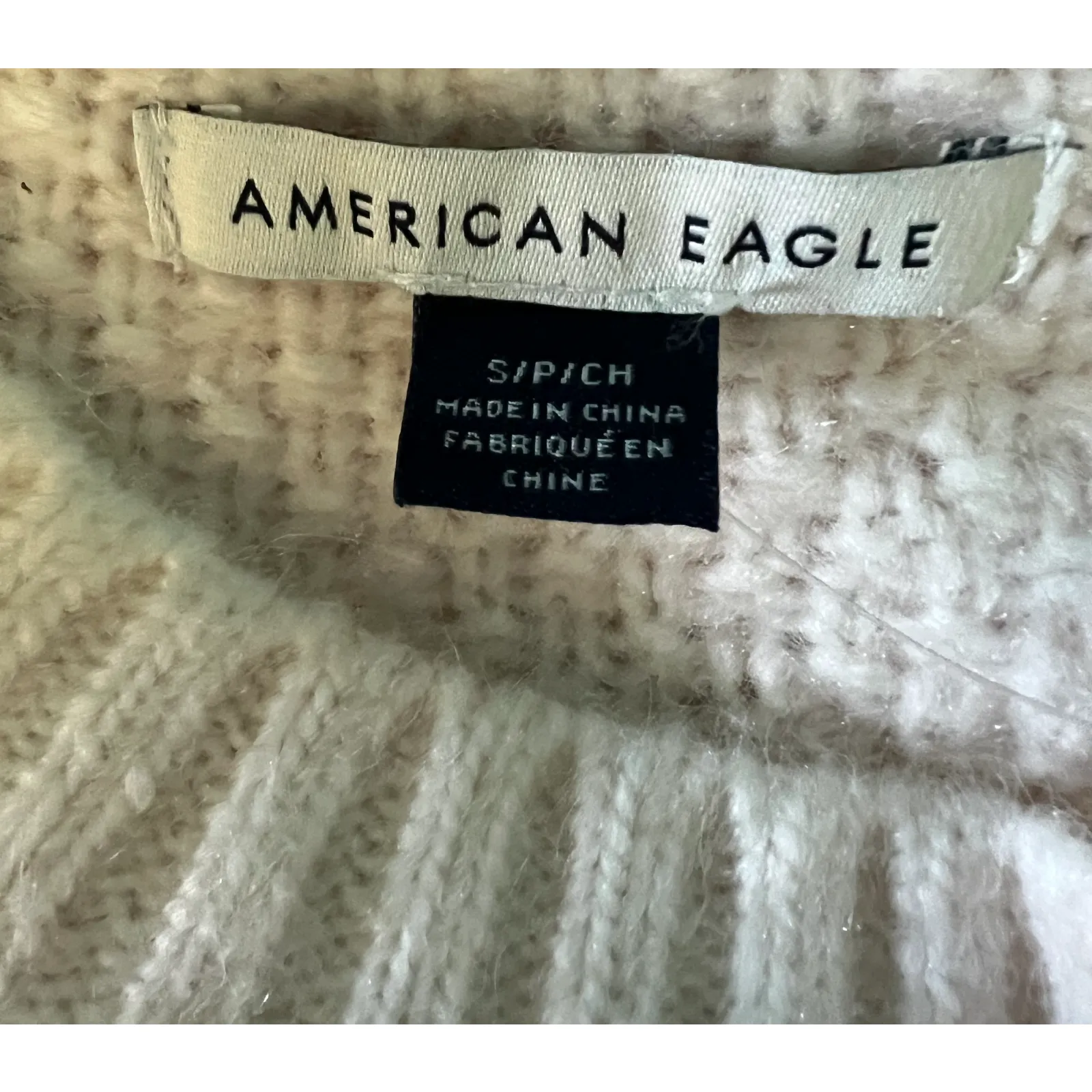 American Eagle  Sweater Size Small White Long Tunic Crew Neck Cableknit Soft NWT - Image 3