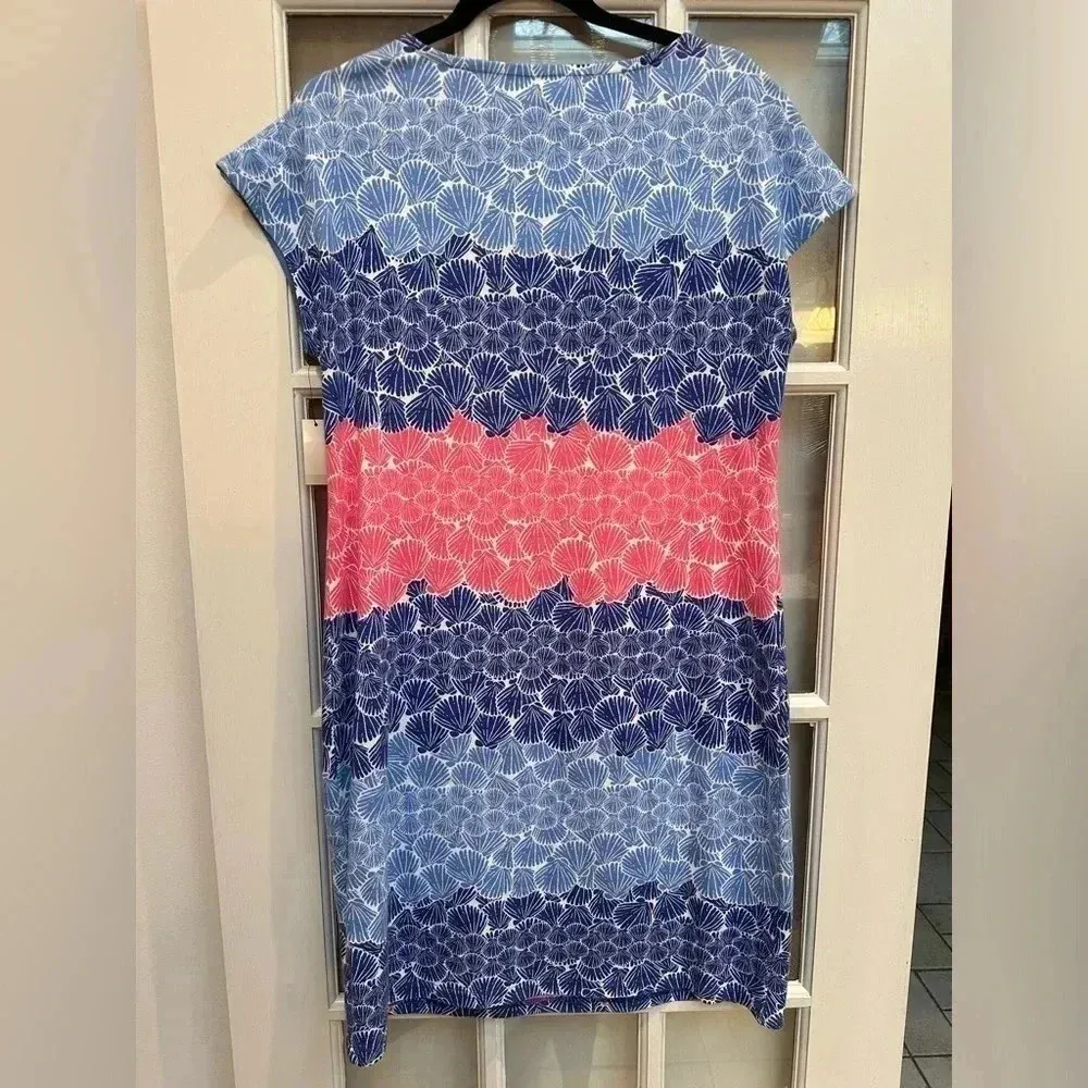Talbots | Blue Pink Coastal Seashell Beach Fitted Sheath Dress Size M NWT - Image 3
