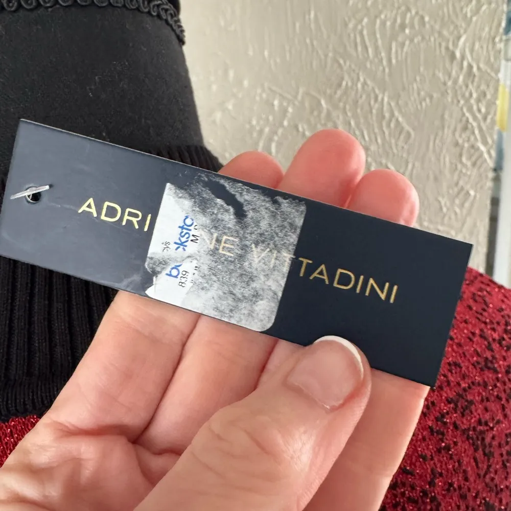 😍ADRIENNE VITTADIN Glitter Red Sweater😍 ~medium NWT - Image 7