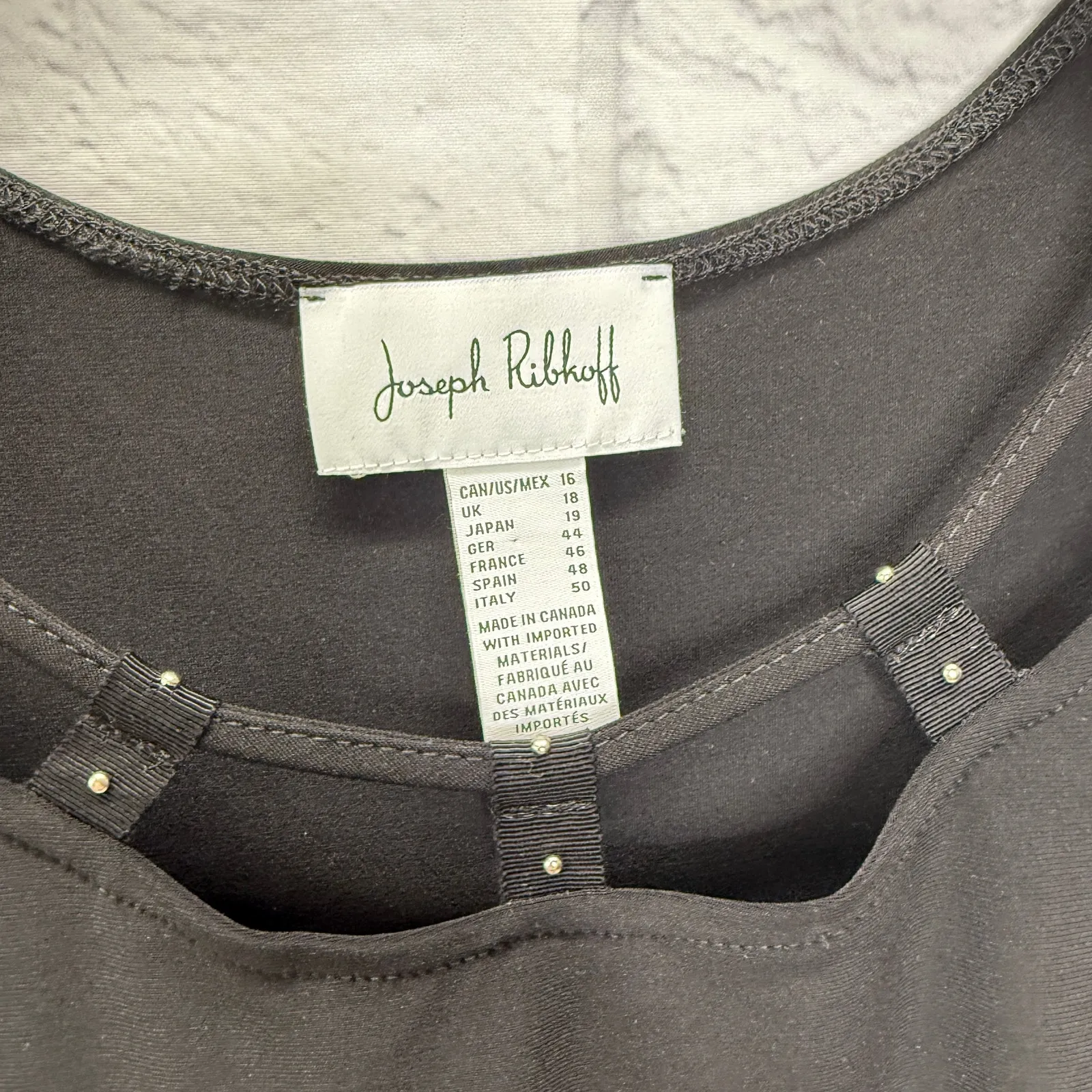 Joseph Ribkoff Black Sleeveless Tunic Top Size 16 Studded Cutout Neckline Tunic - Image 3