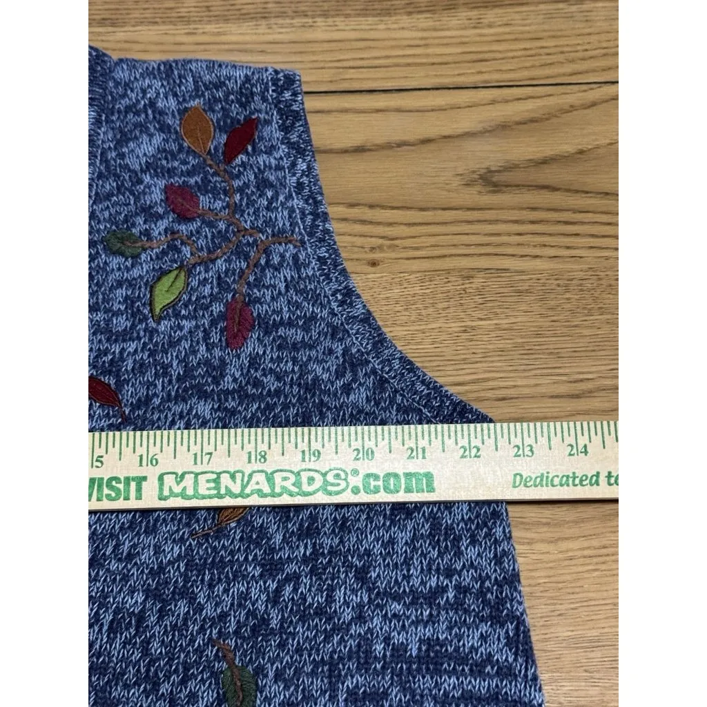 1990s Bobbie Brooks Fall Leaves Puppies Dogs Sweater Vest Size‎ 20W Teacher Art Blue - Image 5