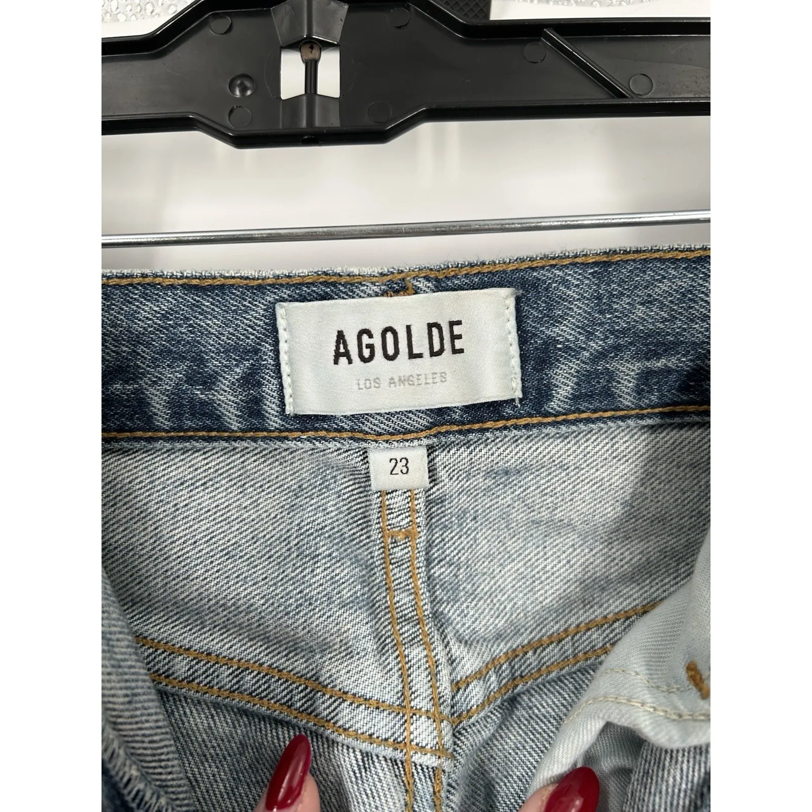 Agolde 90s Pinch Waist Distressed Ripped Straight Leg Fit Jeans Size 23 23x28 - Image 3