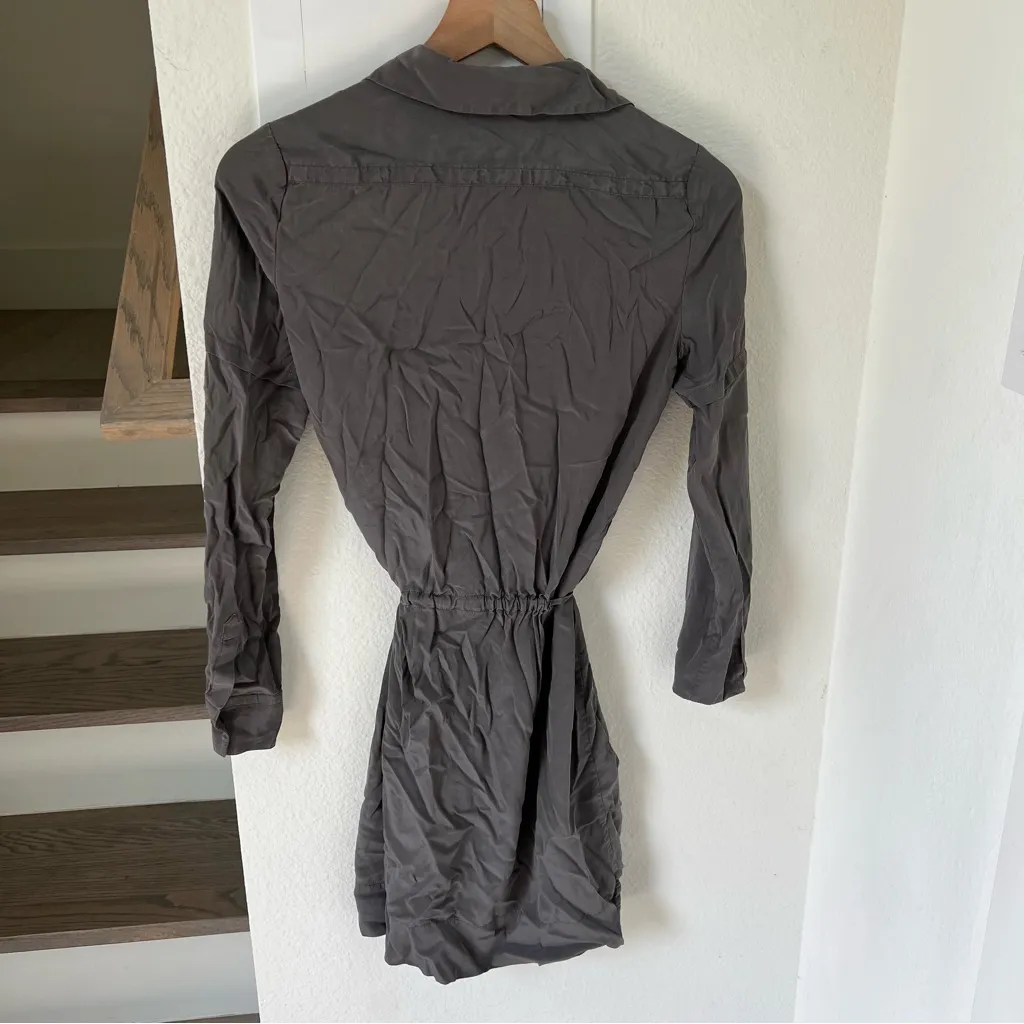 Diane Von Furstenberg DVF Taya Silk Shirt Dress in Steel Gray - Image 3