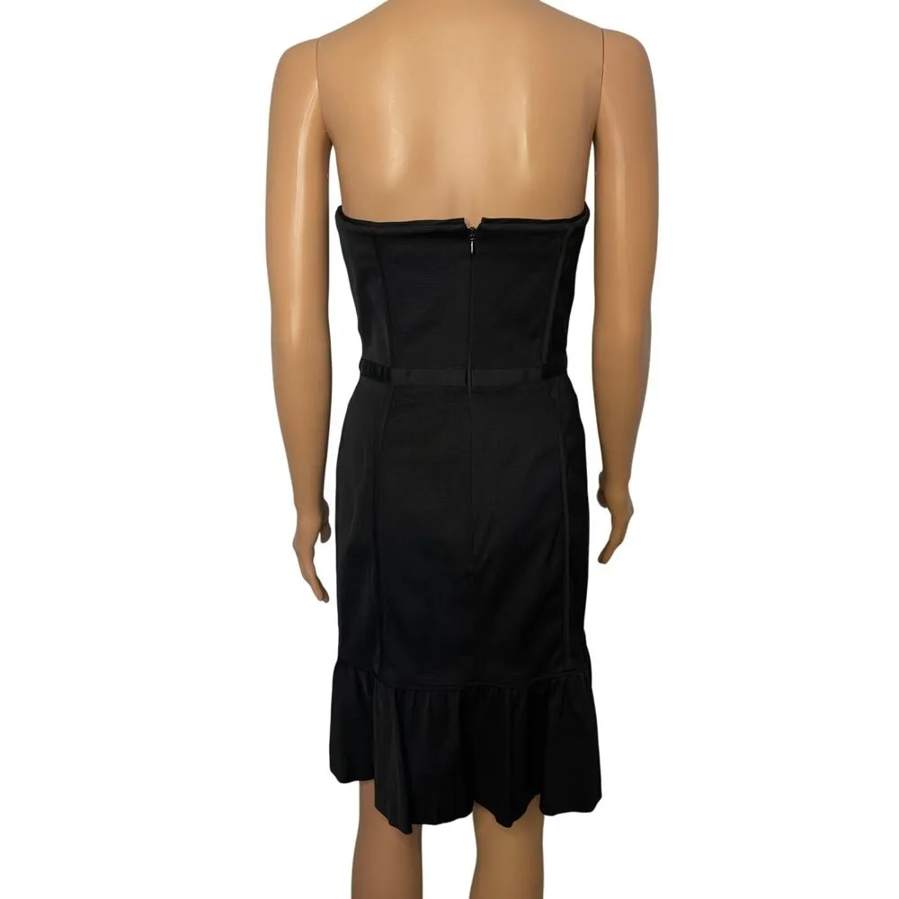 Black House White Market Strapless Faille Ruffled Hem Black Dress size 6 NWT - Image 3