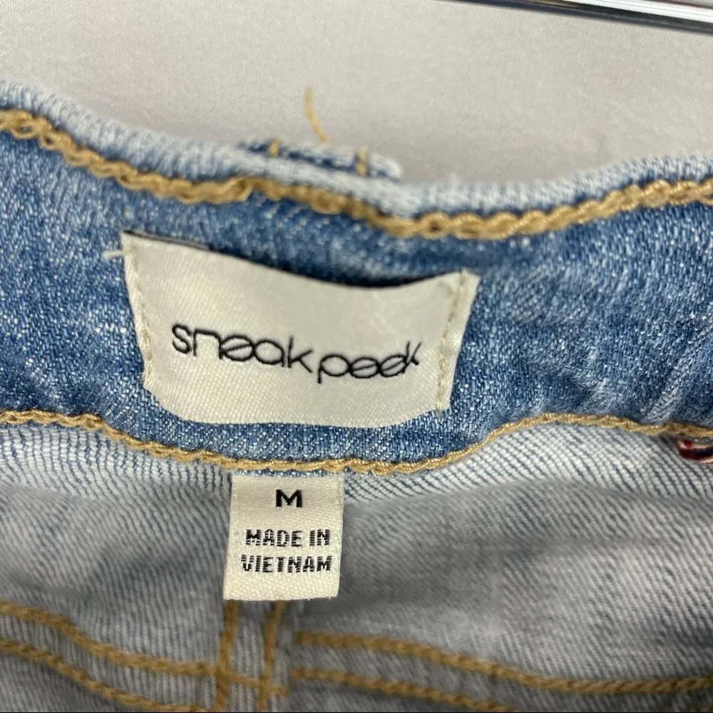 Distressed Denim High Rise Frayed Shorts Blue Size M - Image 8