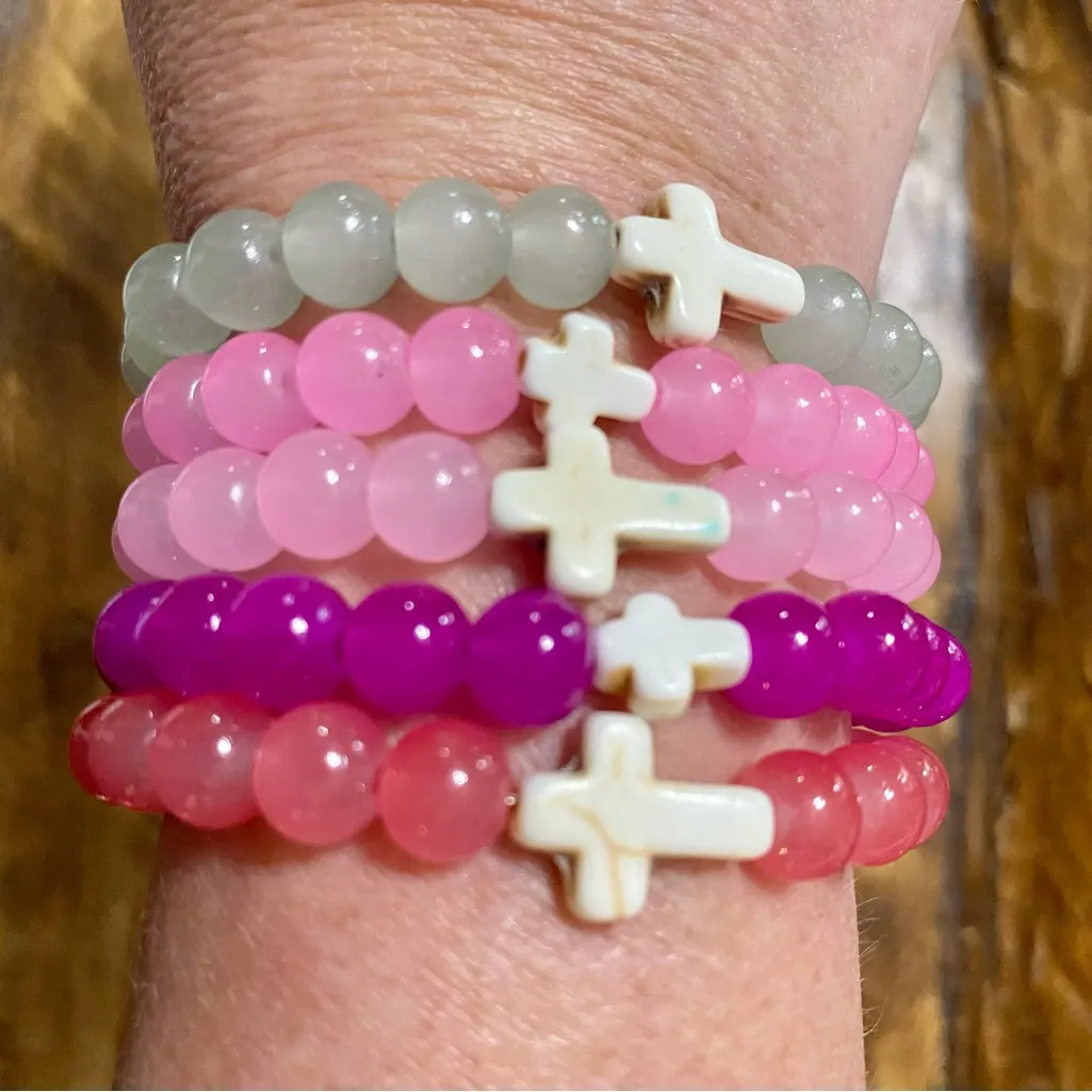 Handmade Elderberry Beaded Cross Bracelet NWT Purple - Image 3