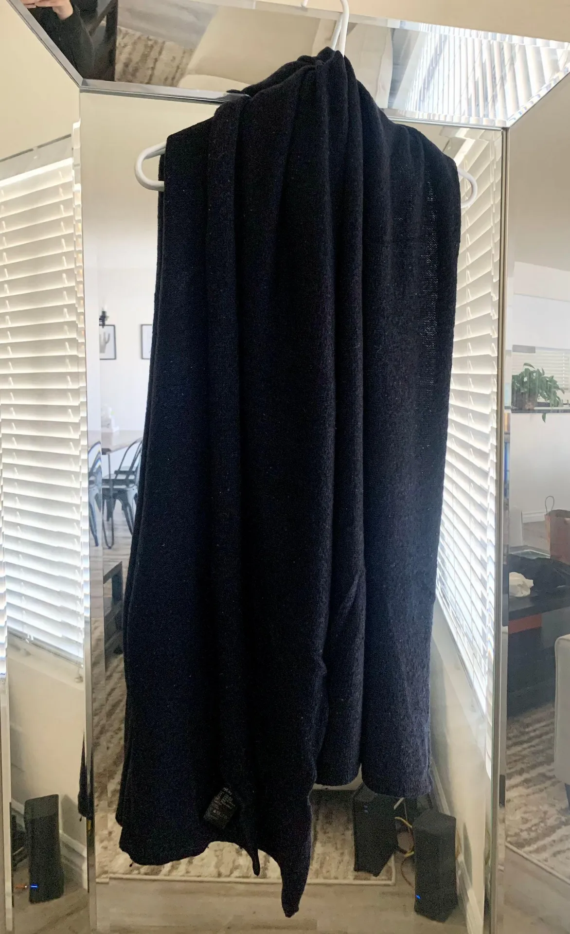 Dark Navy Sweater-like Material Long Scarf  - Image 3