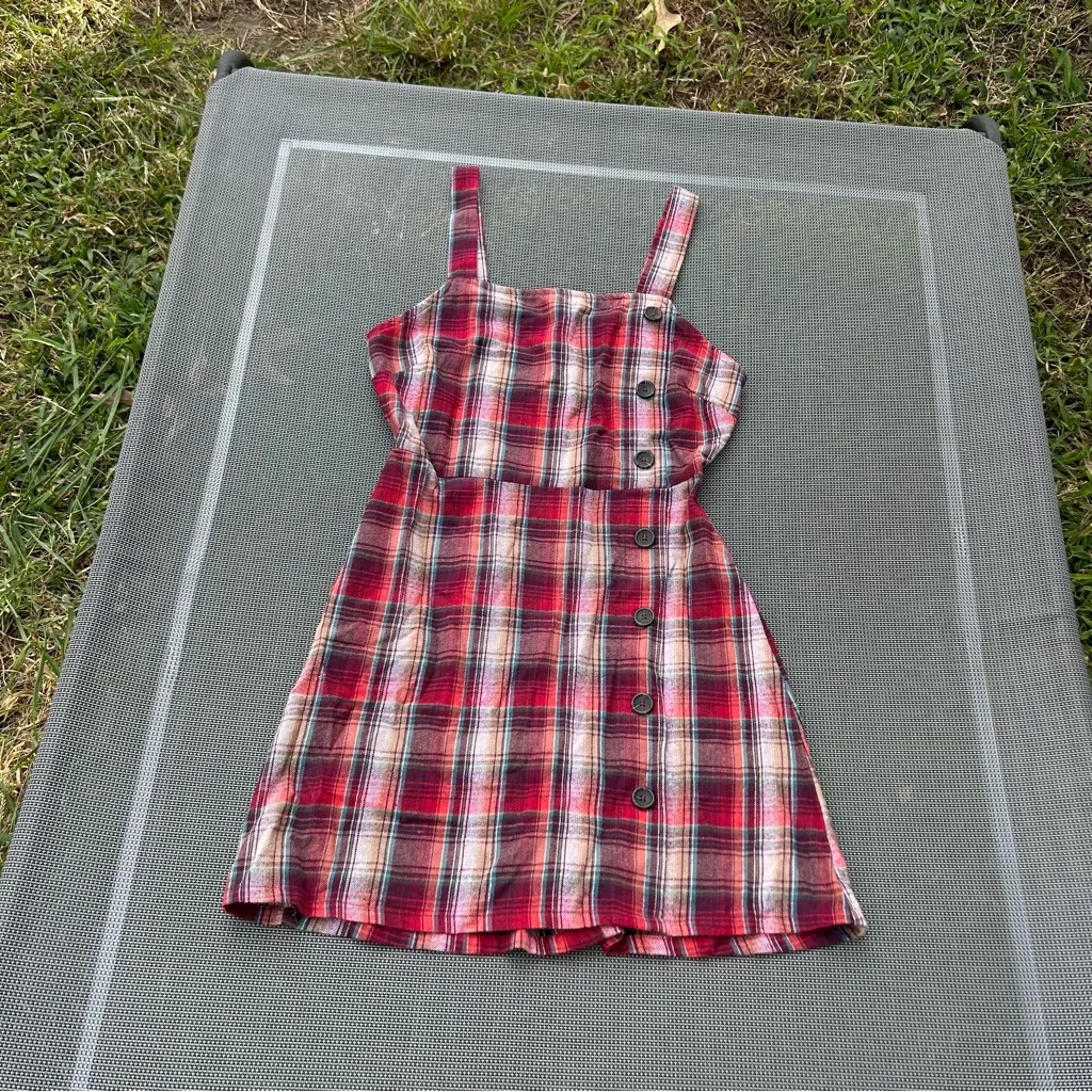 Plaid‎ overall red fall dress by wild fable size XS red winter cute cottagecore - Image 2