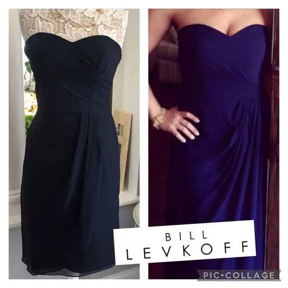 Bill Levkoff dress in a navy chiffon size 8. - Image 2