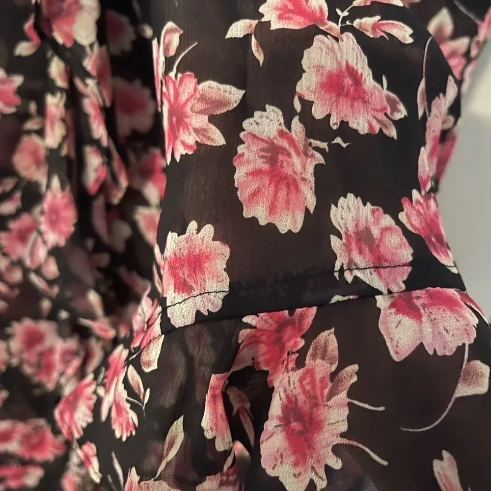 Notations Women’s Sheer Floral Ruffle Collar Sheer Blouse - Image 6